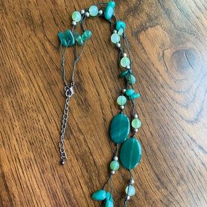 Park Lane Jade Green Adventurine Goldtone Beaded Necklace Mixed Shapes
